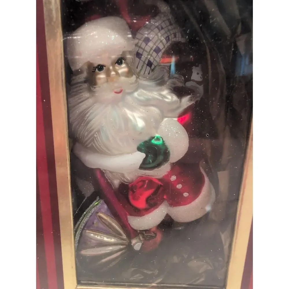 NIB WATERFORD Glass Cycling Santa Christmas‎ Ornament